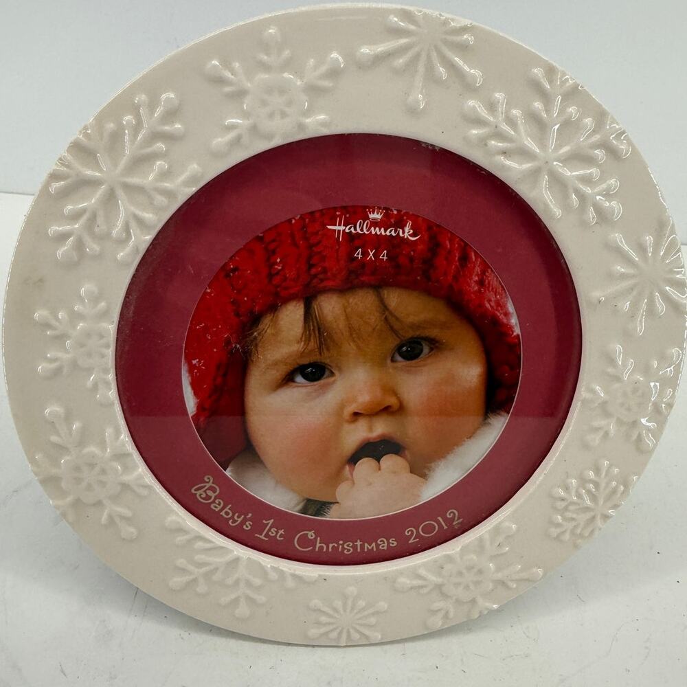 Hallmark Snowflake Ceramic 4x4 Picture Frame Christmas Holiday Family Photo